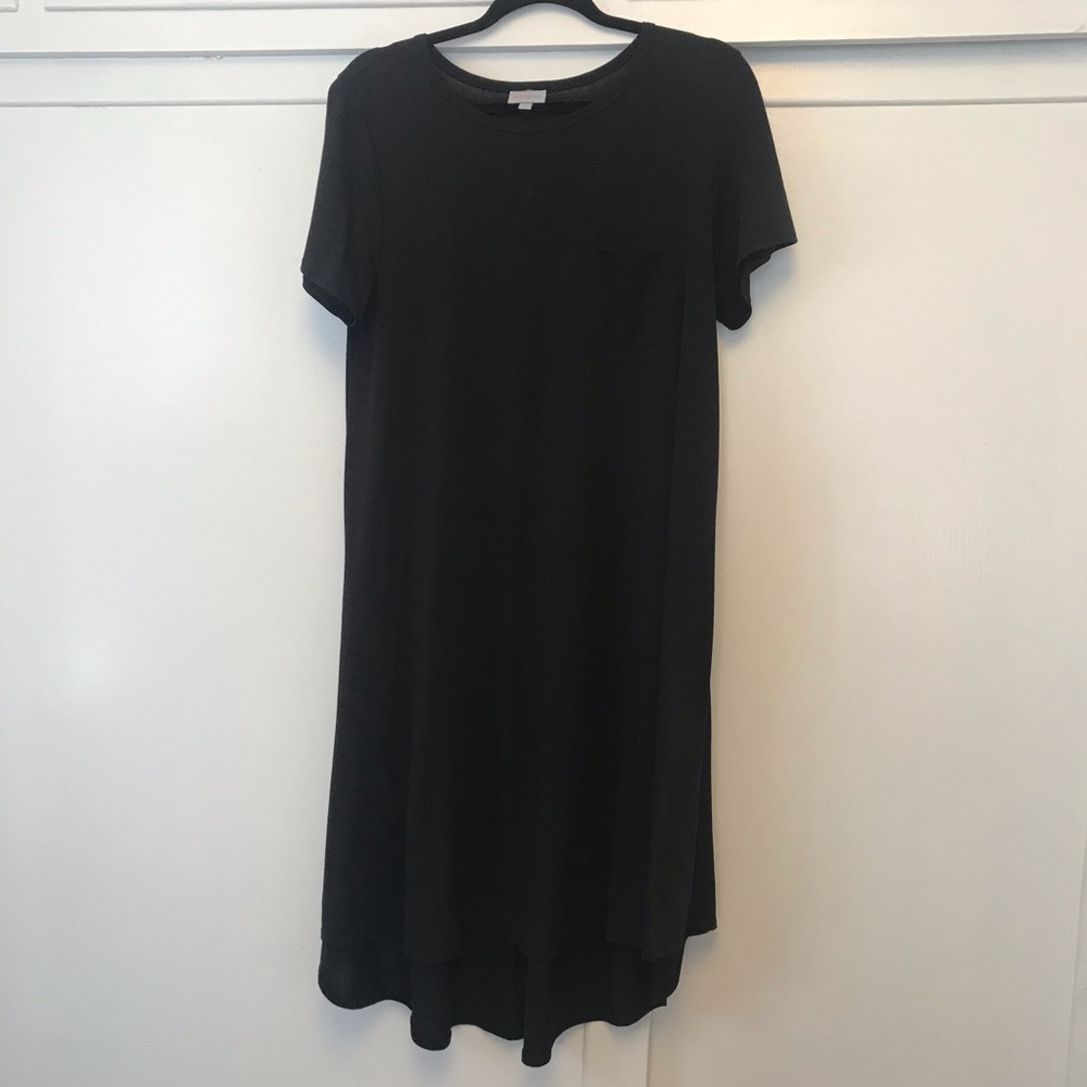 Solid black Lularoe Carly dress, size Medium, EUC